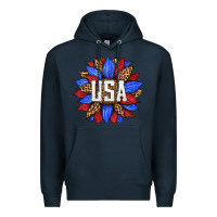 Navy american sunflower Premium Hoodie - HRA Design Shop