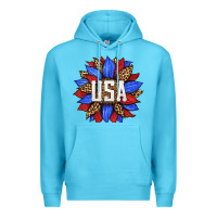 Ocean Blue american sunflower Premium Hoodie - HRA Design Shop