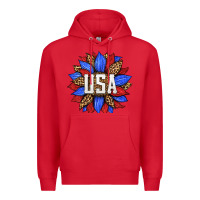 Red american sunflower Premium Hoodie - HRA Design Shop