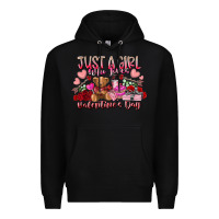 Black just  girl who loves valentines day Premium Hoodie - RacoonDesign
