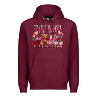 Burgundy just  girl who loves valentines day Premium Hoodie - RacoonDesign