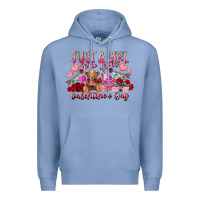 Colony Blue just  girl who loves valentines day Premium Hoodie - RacoonDesign