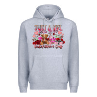 Heather Grey just  girl who loves valentines day Premium Hoodie - RacoonDesign
