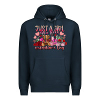 Navy just  girl who loves valentines day Premium Hoodie - RacoonDesign