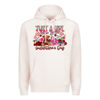 Pale Pink just  girl who loves valentines day Premium Hoodie - RacoonDesign