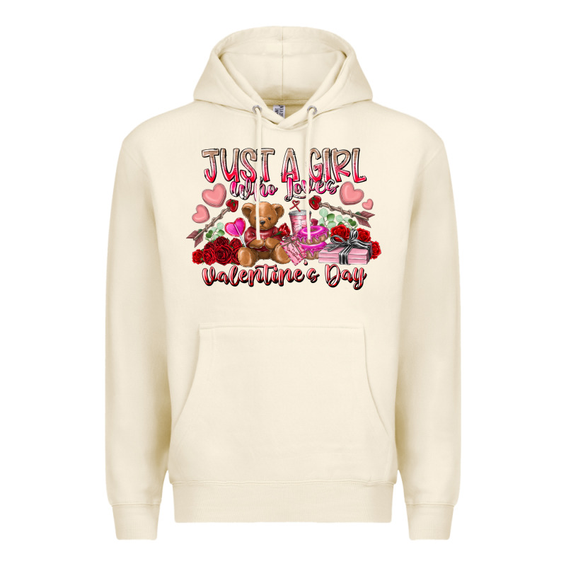 Just  Girl Who Loves Valentines Day Premium Hoodie by RacoonDesign | Teevron