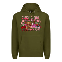 Army Green just  girl who loves valentines day Premium Hoodie - RacoonDesign