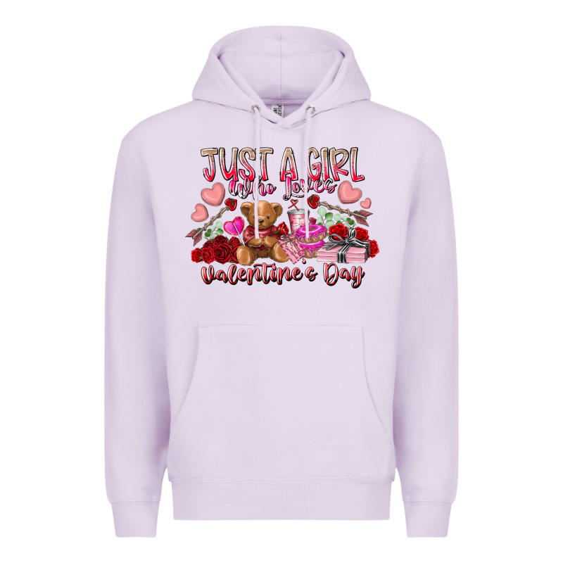 Just  Girl Who Loves Valentines Day Premium Hoodie by RacoonDesign | Teevron