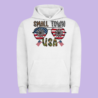 Small Town Usa Urban Hoodie Designed By Cowhidedigitalart