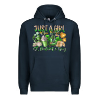 Navy Just a Girl who Loves Saint Patrick's Day Premium Hoodie - RacoonDesign