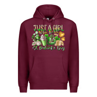 Burgundy Just a Girl who Loves Saint Patrick's Day Premium Hoodie - RacoonDesign