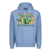 Colony Blue Just a Girl who Loves Saint Patrick's Day Premium Hoodie - RacoonDesign