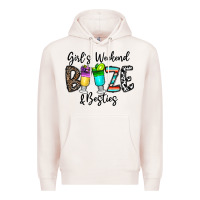 Pale Pink girl's weekend booze & besties Premium Hoodie - CowhideDigitalArt