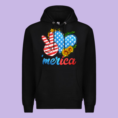 America With Heart Premium Hoodie Designed By Hra Design Shop