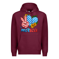 Burgundy america with heart Premium Hoodie - HRA Design Shop