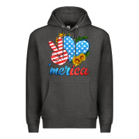Charcoal Heather america with heart Premium Hoodie - HRA Design Shop