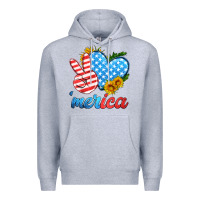 Heather Grey america with heart Premium Hoodie - HRA Design Shop