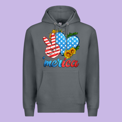 America With Heart Premium Hoodie Designed By Hra Design Shop