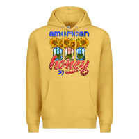 Antique Gold american honey sunflower mason jar Premium Hoodie - HRA Design Shop