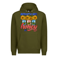 Army Green american honey sunflower mason jar Premium Hoodie - HRA Design Shop
