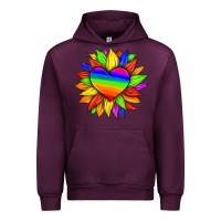Mauve Wine lgbtq color heart and sunflower Urban Hoodie - HRA Design Shop
