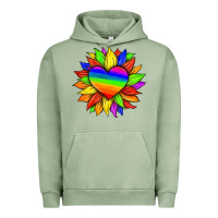 Pigment Oil Green lgbtq color heart and sunflower Urban Hoodie - HRA Design Shop