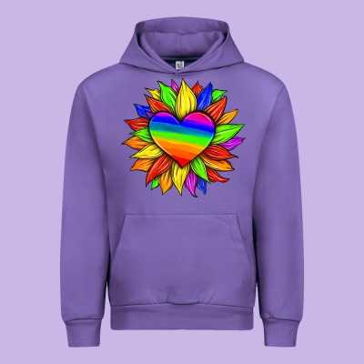 Lgbtq Color Heart And Sunflower Urban Hoodie Designed By Hra Design Shop