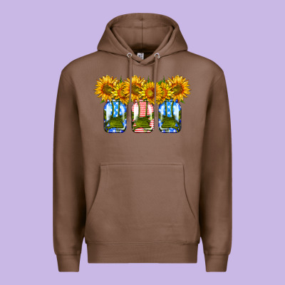 American Sunflower Mason Jar Premium Hoodie Designed By Hra Design Shop