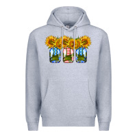 Heather Grey american sunflower mason jar Premium Hoodie - HRA Design Shop