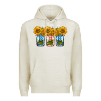 Oatmeal Heather american sunflower mason jar Premium Hoodie - HRA Design Shop