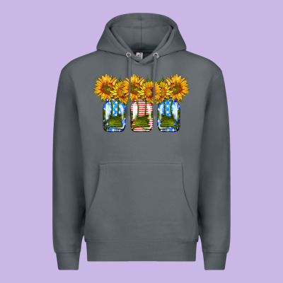 American Sunflower Mason Jar Premium Hoodie Designed By Hra Design Shop