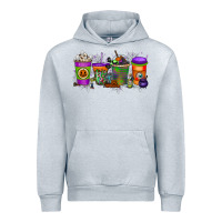 Heather Grey Halloween Coffee Drink Urban Hoodie - RacoonDesign