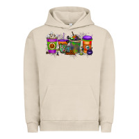 Pigment French Oak Halloween Coffee Drink Urban Hoodie - RacoonDesign