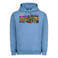 Pigment Pebble Blue Halloween Coffee Drink Urban Hoodie - RacoonDesign