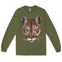Army Green florida panther  face Long Sleeve Tee - BarkalooDesign