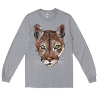 Heather Grey florida panther  face Long Sleeve Tee - BarkalooDesign