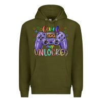 Army Green level days unclocked Premium Hoodie - RacoonDesign