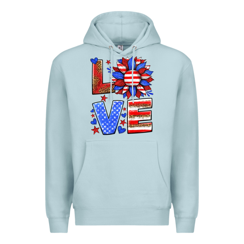 Love America Sunflower Premium Hoodie by HRA Design Shop | Teevron