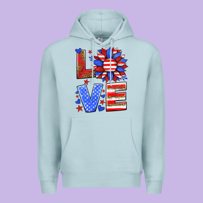Love America Sunflower Premium Hoodie Designed By Hra Design Shop