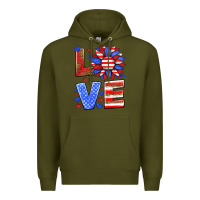 Army Green love america sunflower Premium Hoodie - HRA Design Shop