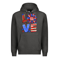 Charcoal Heather love america sunflower Premium Hoodie - HRA Design Shop