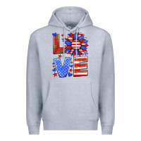 Heather Grey love america sunflower Premium Hoodie - HRA Design Shop