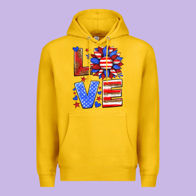 Love America Sunflower Premium Hoodie Designed By Hra Design Shop