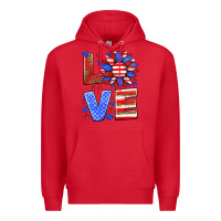 Red love america sunflower Premium Hoodie - HRA Design Shop