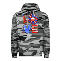 Slate Camo love america sunflower Premium Hoodie - HRA Design Shop