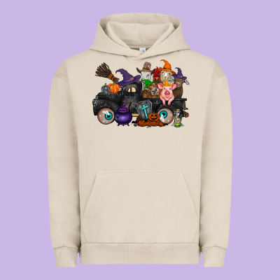 Halloween Farm Animals Truck Urban Hoodie Designed By Racoondesign