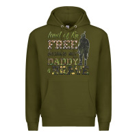 Army Green land of the free because my daddy is brave Premium Hoodie - HRA Design Shop