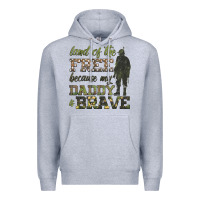 Heather Grey land of the free because my daddy is brave Premium Hoodie - HRA Design Shop