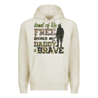 Oatmeal Heather land of the free because my daddy is brave Premium Hoodie - HRA Design Shop