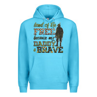 Ocean Blue land of the free because my daddy is brave Premium Hoodie - HRA Design Shop